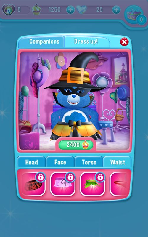 Care Bears: Belly Match (Android) screenshot: Here you get to dress up the bears.