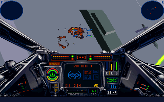 Star Wars: X-Wing (DOS) screenshot: Battle against Imperial Forces near the Death Star