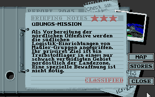 Battle Command (DOS) screenshot: Mission briefing