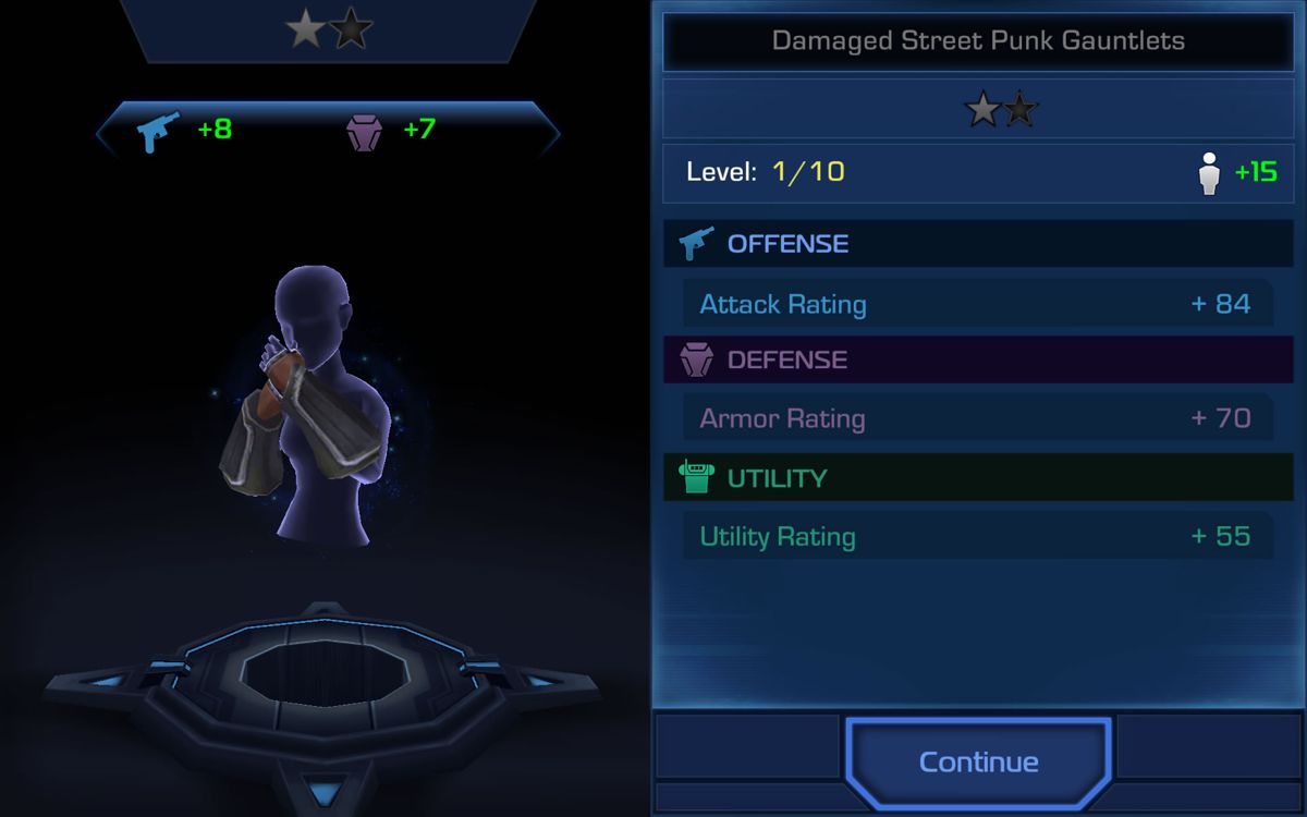 Star Wars: Uprising (Android) screenshot: A new type of gear has been acquired.