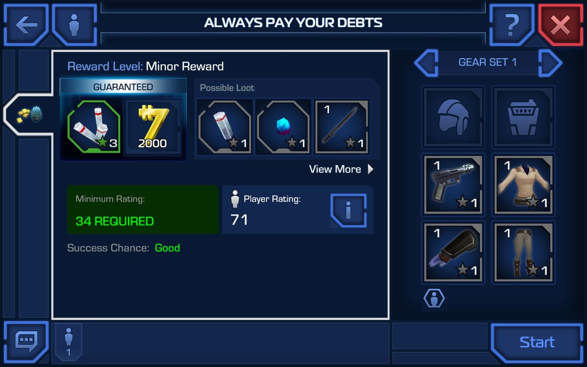 Star Wars: Uprising (Android) screenshot: An overview of a mission before starting it.