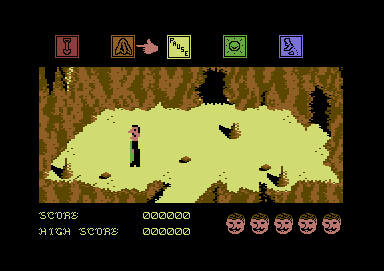 Dragon Skulle (Commodore 64) screenshot: inside cave