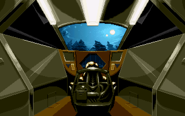 Battle Isle (DOS) screenshot: Inside a shuttle (Introduction)