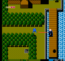 Fester's Quest (NES) screenshot: At some point, Fester obtains a whip weapon