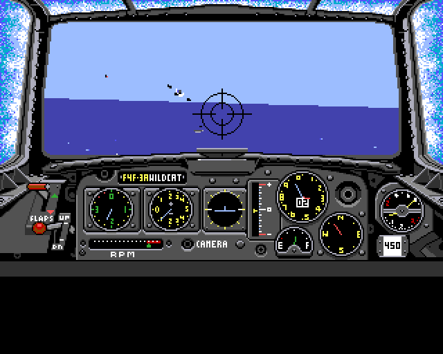 Battlehawks 1942 (Amiga) screenshot: Cockpit front view