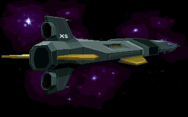 Battle Isle (DOS) screenshot: The Interstellar Shuttle AX 438 (Introduction)