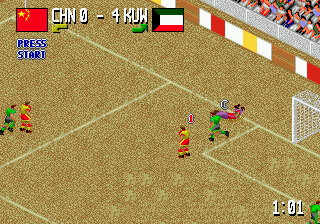 Head-On Soccer (Genesis) screenshot: What a save!