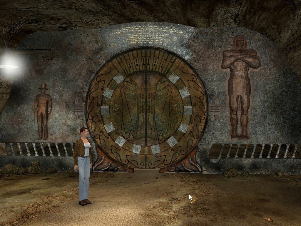Journey to the Center of the Earth (Windows) screenshot: Getting this door open involves solving a cryptic puzzle