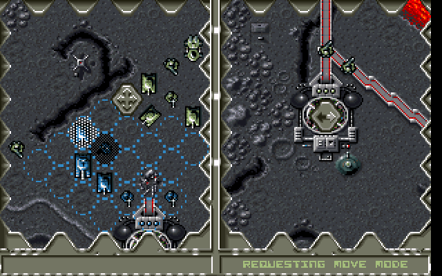 Battle Isle '93: The Moon of Chromos (DOS) screenshot: Gameplay is divided in two turns: move and attack.