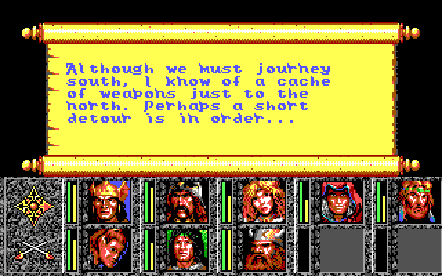 Dragons of Flame (DOS) screenshot: Receiving information (EGA/Tandy)