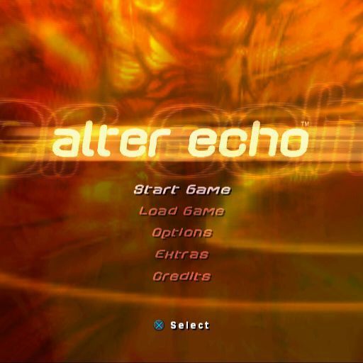 Alter Echo (PlayStation 2) screenshot: The main menu. Like the title screen the background is in a constant state of flux