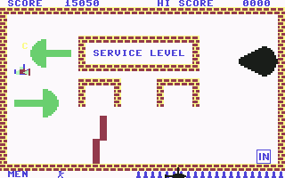 Cops n' Robbers (Commodore 64) screenshot: The service level is where you discover the combination to the safe