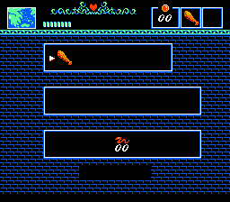 The Battle of Olympus (NES) screenshot: Inventory screen
