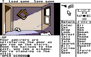 Borrowed Time (Commodore 64) screenshot: Attic.
