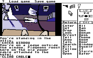 Borrowed Time (Commodore 64) screenshot: Did I mention that I'm scared of heights?