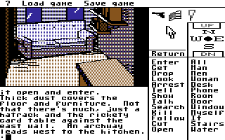 Borrowed Time (Commodore 64) screenshot: Dusty apartment...