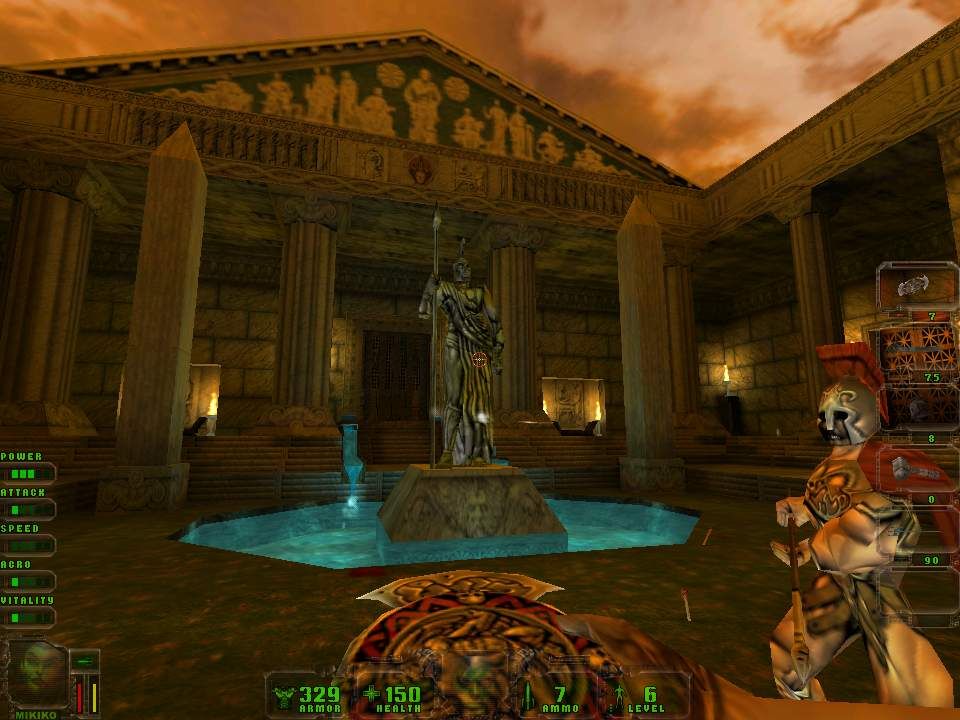 John Romero's Daikatana (Windows) screenshot: Being attacked in the Acropolis area of Episode 2