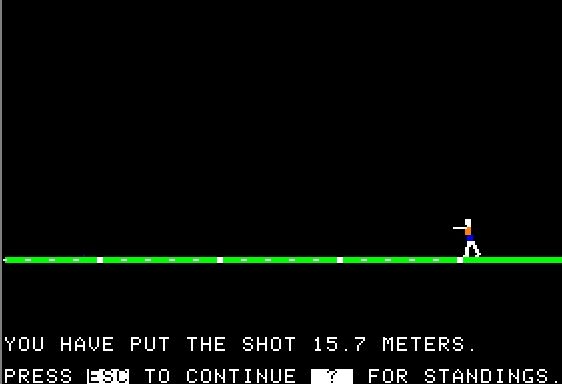 Olympic Decathlon (Apple II) screenshot: The shot put