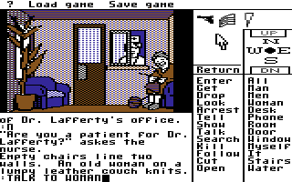 Borrowed Time (Commodore 64) screenshot: Doctor's office lobby.