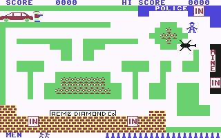 Cops n' Robbers (Commodore 64) screenshot: The beginning