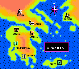 The Battle of Olympus (NES) screenshot: Nice map!