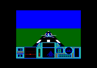 G-Loc: Air Battle (Amstrad CPC) screenshot: Taking off in the pre-play animation