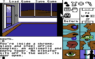 Tass Times in Tonetown (Commodore 64) screenshot: Inside the Tower