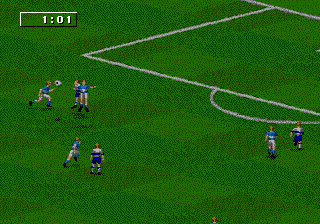 FIFA: Road to World Cup 98 (Genesis) screenshot: Playing in the air