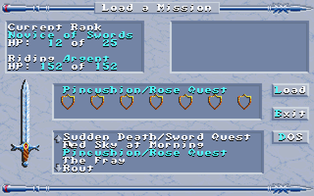DragonStrike (DOS) screenshot: post mission menu