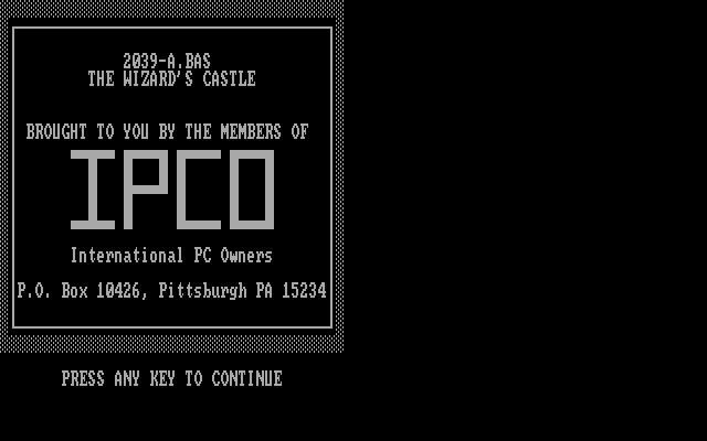 The Wizard's Castle (DOS) screenshot: Title screen