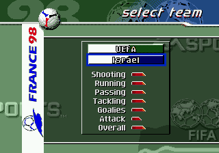 FIFA: Road to World Cup 98 (Genesis) screenshot: Team statistics