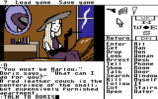 Borrowed Time (Commodore 64) screenshot: The story's blonde bombshell.
