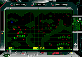 BattleTech: A Game of Armored Combat (Genesis) screenshot: Scanning the map