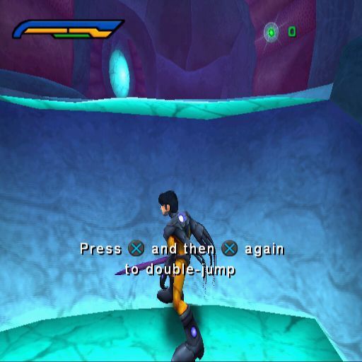 Alter Echo (PlayStation 2) screenshot: Introductions over and the game begins.<br>The first few levels are basically the game's tutorial with Nevin learning the controls, exploring the environment, and getting to know his saviour