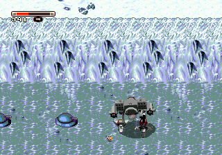 BattleTech: A Game of Armored Combat (Genesis) screenshot: When you walk on ice, you can't control your movements very well
