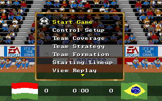 FIFA International Soccer (DOS) screenshot: Tournament - Game Menu