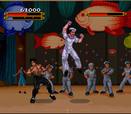 Dragon: The Bruce Lee Story (SNES) screenshot: This sailor has a powerful uppercut