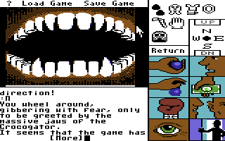 Tass Times in Tonetown (Commodore 64) screenshot: Getting eaten - game over.