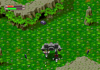BattleTech: A Game of Armored Combat (Genesis) screenshot: Little people surround you...