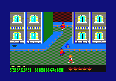 Cosa Nostra (Amstrad CPC) screenshot: An narrow alley. Be careful!