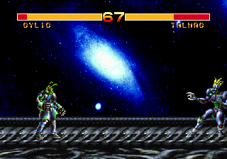 Cosmic Carnage (SEGA 32X) screenshot: The screen zooms out as the characters move apart.
