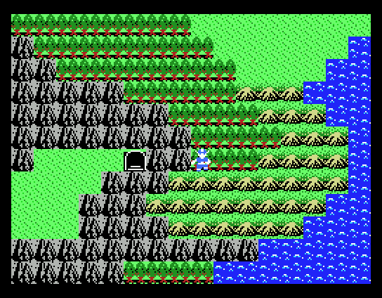 Dragon Warrior (MSX) screenshot: How to reach that cave?..