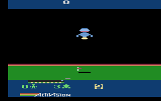 Cosmic Commuter (Atari 2600) screenshot: Landing on the planet surface...