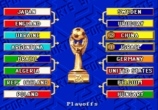 FIFA International Soccer (Genesis) screenshot: Cup standings