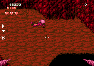 Battletoads (Genesis) screenshot: Boss battle. Grasp a ball and throw it at the aim