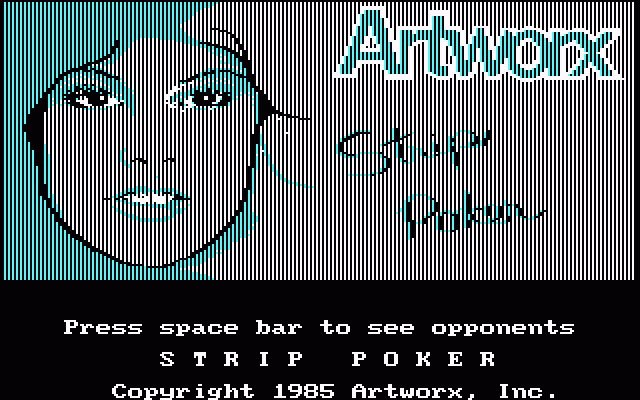 Strip Poker: A Sizzling Game of Chance (DOS) screenshot: Title screen (CGA with RGB monitor)