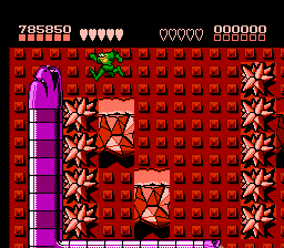 Battletoads (NES) screenshot: The snake level-- one of the toughest levels of any video game ever