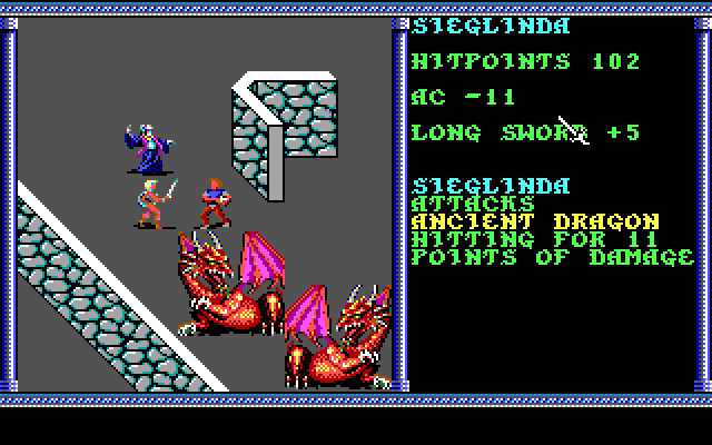Secret of the Silver Blades (DOS) screenshot: Tough encounters await...