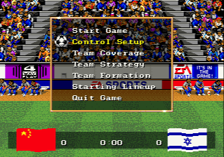 FIFA International Soccer (Genesis) screenshot: Main in-game menu