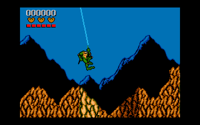 Battletoads (Amiga) screenshot: One of the toads lands on the surface